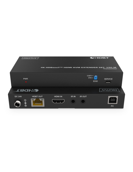 
DS-55522 Digitus Kit extensor HDMI KVM 4K HDBaseT, 150 m  4K/60Hz, USB 1.1, PoC, IR, negro  Digitus