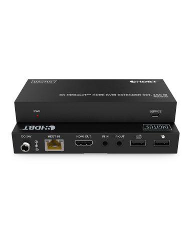 
DS-55522 Digitus Kit extensor HDMI KVM 4K HDBaseT, 150 m  4K/60Hz, USB 1.1, PoC, IR, negro  Digitus