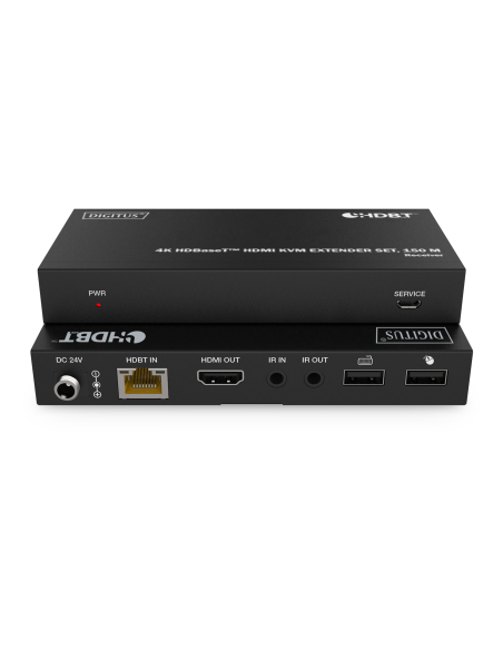 
DS-55522 Digitus Kit extensor HDMI KVM 4K HDBaseT, 150 m  4K/60Hz, USB 1.1, PoC, IR, negro  Digitus