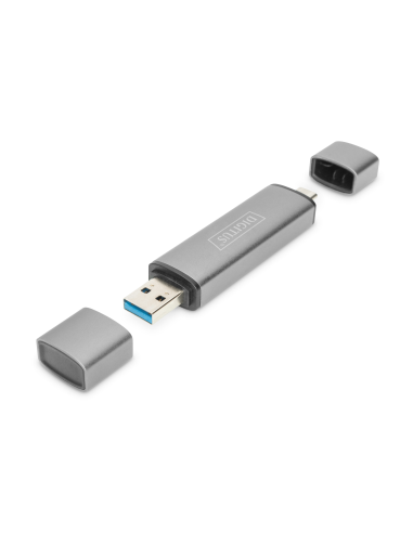 
Combo Card Reader Hub (USB-C+USB 3.0) 1 SD, 1 MicroSD, 1 USB 3.0, gris