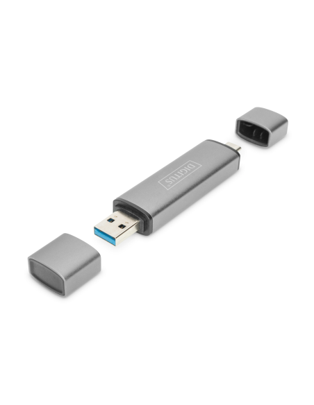 
Combo Card Reader Hub (USB-C+USB 3.0) 1 SD, 1 MicroSD, 1 USB 3.0, gris