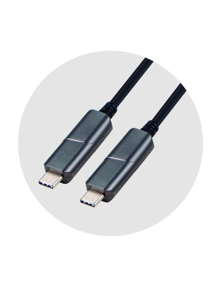 
USBC-AOC-V-12  Cable de 20m USB AOC 3.1 32,4Gbps USB-C Macho a USB-C Macho. Color Negro SOLO Video 8K@60 Hz