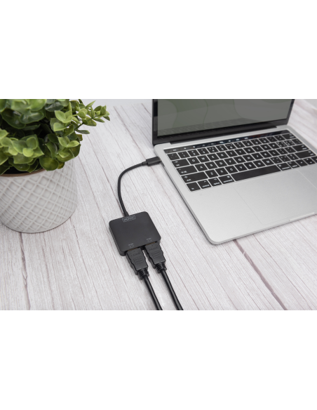 
DS-45338 DIGITUS - Hub de vídeo MST USB-C Macho a 2 X HDMI Digitus Soporta DP 1.4 (Alt Mode) con máx. 8,1 Gbps por canal, máx