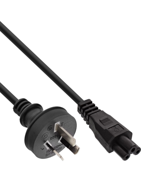 
16656J  Cable Alimentacion Australia-Argentina Tipo I AS3112 a Conecto C5 2 metros NEGRO