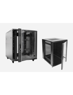 
128001 MONOLYTH - ARMARIO 19" SIN ACCESORIOS - 18U SH8618 800X600 PTA.CRISTAL SA. Puerta trasera perforada para una mejor ven