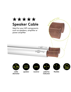 
15104 Bobina de  50 metros cable Altavoz Blanco 2x0,75mm Cobre Goobay