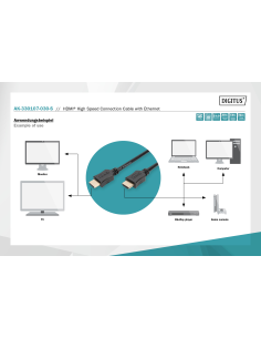 
AK-330107-030-S DIGITUS - Cable HDMI A-A  3 metros Negro 4K 60Hz  Resolución máx. HDTV: 3840 x 2160 píxeles, 60 Hz