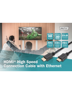 
AK-330107-010-S DIGITUS - Cable HDMI A-A  1 metros Negro 4K 60Hz  Resolución máx. HDTV: 3840 x 2160 píxeles, 60 Hz 2