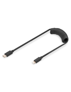 
AK-600434-006-S Cable en espiral USB-C a Lightning MFI C94 TPU USB 2.0, PD 20 W máx. 1 m