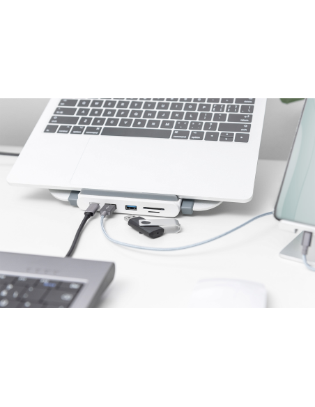 
DA-90408 DIGITUS - Acoplamiento USB-C (8 puertos) con elevador de notebook plata/blanco