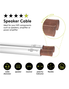 
67742 Bobina de  25 metros cable Altavoz Blanco 2x4.00mm CCA-PVC  CPR Eca Goobay