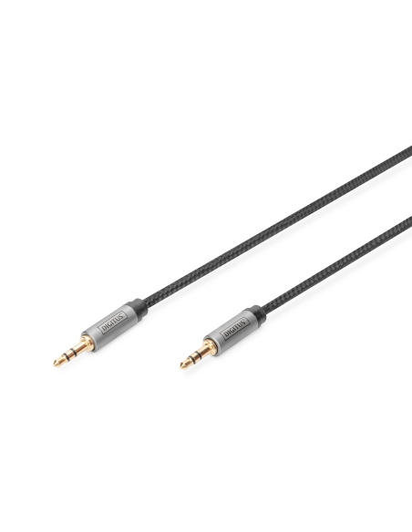 
DB-510110-010-S Cable de audio estéreo AUX 3,5 mm macho a macho Carcasa de aluminio, dorado, envoltura de NYLON