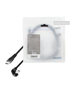 
CU0192 Cable de  1,0m USB 2.0 0,48 Gbps  PD60W USB C Macho a USB-A Macho Negro Conector C 180º