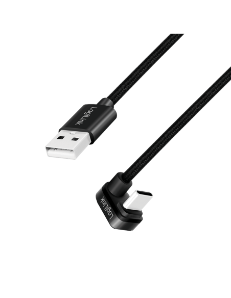 
CU0195 LOGILINK - Cable de  3,0m USB 2.0 0,48 Gbps  PD60W USB C Macho a USB-A Macho Negro Conector C 180º
