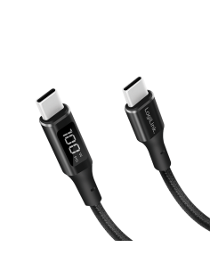 
CU0181 LOGILINK - Cable de  1,00m USB-PD 3.0 0,48 Gbit/s PD100W USB-C Macho a USB-C Macho Negro Con pantalla de visualizacion