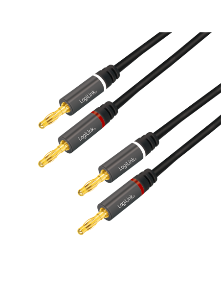 
CA1211 Cable de audio, conector banana 2x2, metal, negro, 5 m