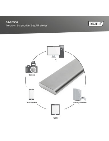
DA-70360 DIGITUS - Juego de destornilladores para mecánica de precisión, 57 piezas