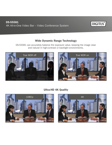 
DS-55581 DIGITUS - Barra de vídeo 4K All-In-One - sistema de videoconferencia