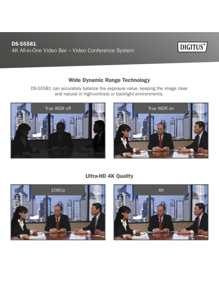 
DS-55581 DIGITUS - Barra de vídeo 4K All-In-One - sistema de videoconferencia