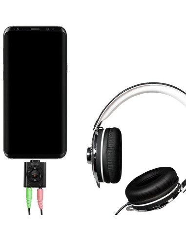 
UA365 LOGILINK - Adaptador de audio USB 3.2 con EQ, USB-C/M a 2x 3,5 mm/F, 7.1 canales LogiLink