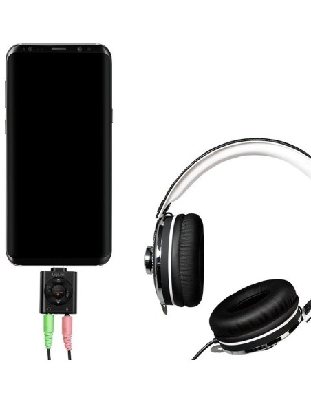 
UA365 LOGILINK - Adaptador de audio USB 3.2 con EQ, USB-C/M a 2x 3,5 mm/F, 7.1 canales LogiLink