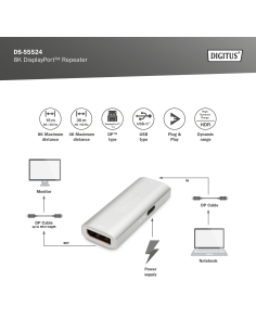 
DS-55524 DIGITUS - Repetidor 8K DisplayPort 30m Digitus