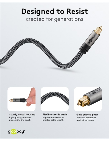 
65306 GOOBAY - Cable  2,0m Toslink M a Toslink M G+ Flexiplus G+ Nylon Goobay Bolsa de Colgar