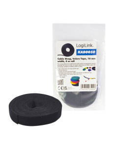 
KAB0050 Rollo de Cierre de velcro enrollada Negra  4m x 16mm Logilink