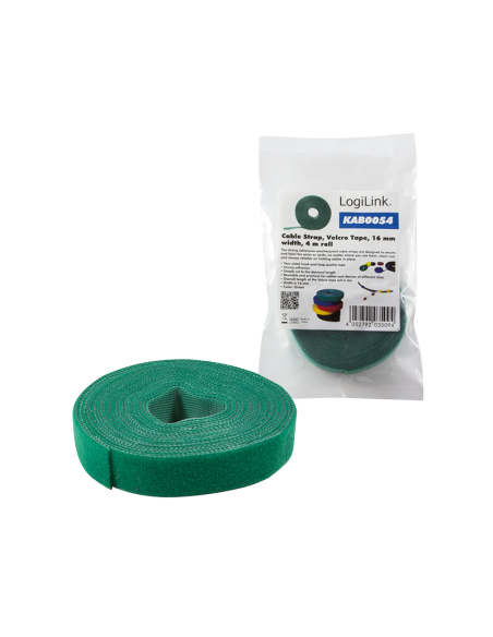 
KAB0054 Rollo de Cierre de velcro enrollada Verde  4m x 16mm Logilink