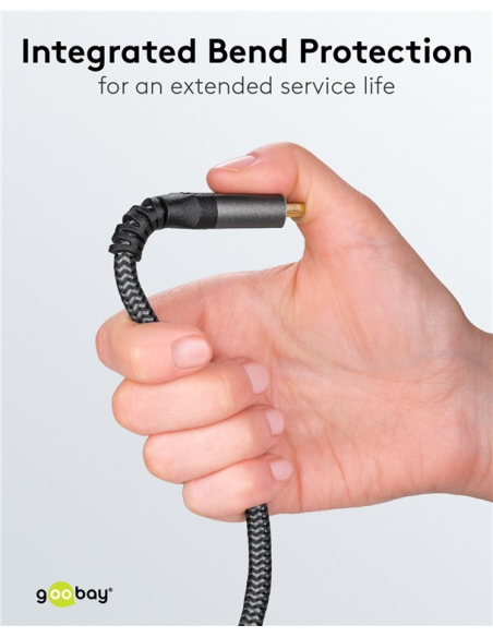 
64992 GOOBAY - Cable HDMI A-A  0,50 metros Cable premium flexible con conectores delgados de metal, protección contra doblece