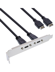 
33446K Cable Slot USB-C 3.2 Bracket, Doble conector USB-C  Panel frontal Key-A interno, 0,5 m