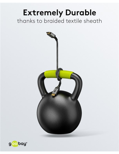 
64999 GOOBAY - Cable HDMI A-A  0,50 metros Cable premium flexible con conectores delgados de metal, protección contra doblece