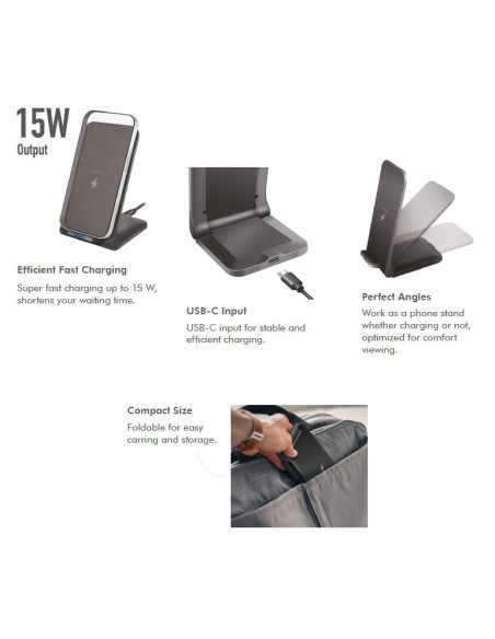 
PA0315 LOGILINK - Cargador de mesa inalámbrico, 15W, Tipo soporte Vertical Qi Logilink