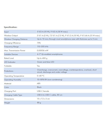 
PA0315 LOGILINK - Cargador de mesa inalámbrico, 15W, Tipo soporte Vertical Qi Logilink