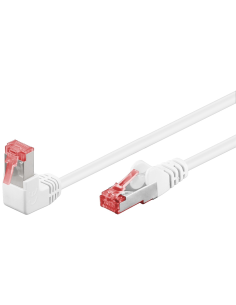 
51552 Latiguillo CAT 6, S/FTP,  3.00 m, Blanco, CU-LSZH 1 x Conector 90º