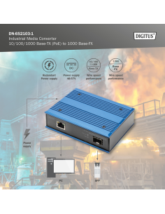 DN-652103-1 Convertidor de Medios SFP Open slot Gigabit RJ45 / SFP Industrial  DIGITUS - Convertidor de medios industrial Gigab