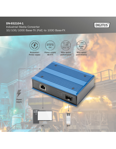 
Convertidor de Medios  SFP Open slot Gigabit POE+ RJ45 / SFP Industrial