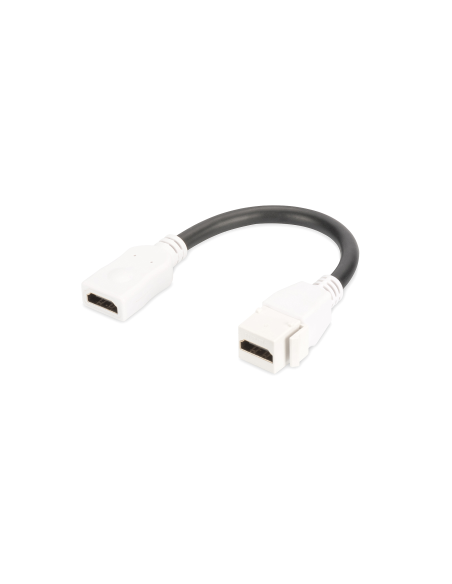 
Modulo Keystone HDMI Hembra > HDMI  Hembra Blanco supports HDMI 2.0 con 12Cm de Cable Negro