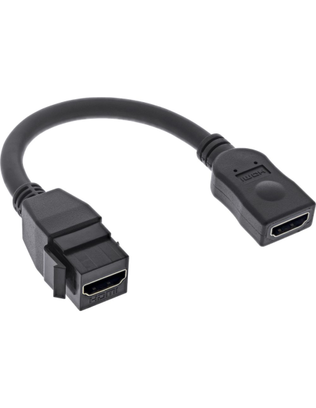 
Modulo Keystone HDMI Hembra > HDMI  Hembra Negro supports HDMI 2.0 con 12Cm de Cable Negro
