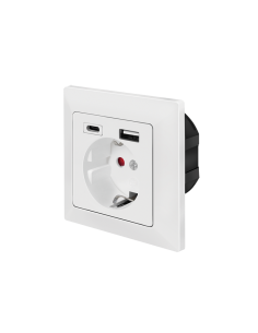 
PA0262  Toma de Pared 1 base de enchufe schuko y 1 USB-A 1 USB-C Blanco  Logilink