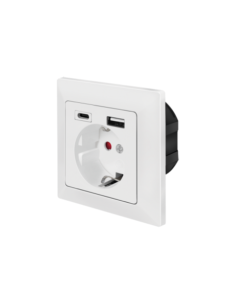 
PA0262  Toma de Pared 1 base de enchufe schuko y 1 USB-A 1 USB-C Blanco  Logilink