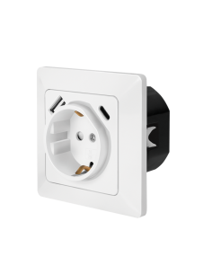 
PA0253 Toma de Pared 1 base de enchufe schuko y 1 USB-A 1 USB-C  PD Blanco  Logilink