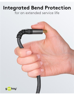 
65269 GOOBAY - Cable  2,00m Negro DisplayPort 1.2 Macho a HDMI 2,0 Macho 4K/60 Hz Carcasa de aluminio, dorado, Nylon Blister  2