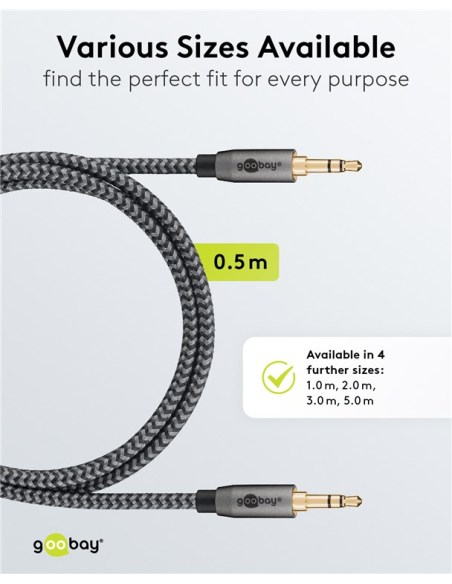 
65272 GOOBAY - Cable Audio Stereo MiniJack 3.5 M/M  0,50m Flexiplus Nylon Goobay