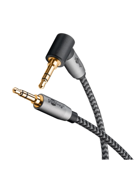 
65277 GOOBAY - Cable Audio Stereo MiniJack 3.5 M/M  0,50 m 90º Flexiplus Nylon Goobay
