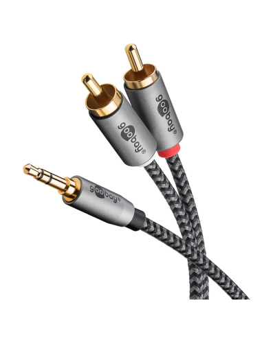 
65284 GOOBAY - Cable  0,5 m 3.5 mm M (3-pin, ST) a 2xRCA M FlexiPlus Nylon Goobay