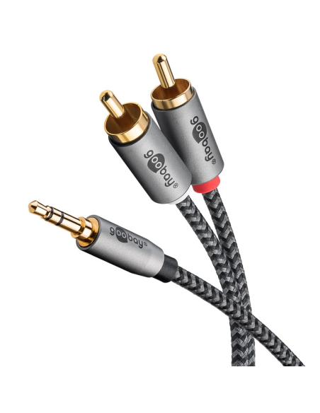 
65284 GOOBAY - Cable  0,5 m 3.5 mm M (3-pin, ST) a 2xRCA M FlexiPlus Nylon Goobay