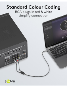 
65285 GOOBAY - Cable  1 m 3.5 mm M (3-pin, ST) a 2xRCA M FlexiPlus Nylon Goobay 2
