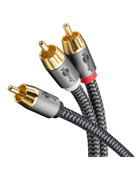 
65302 GOOBAY - Cable  5,0m 1xRCA M a 2xRCA Macho Subwoofer Flexiplus Nylon Goobay