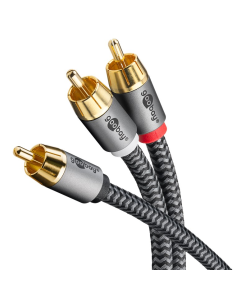 
65300 GOOBAY - Cable  2,0m 1xRCA M a 2xRCA Macho Subwoofer Flexiplus Nylon Goobay